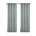 Fretwork Print Grommet Top Window Curtain Panel Only 1 Pc Panel Seafoam White Polyester