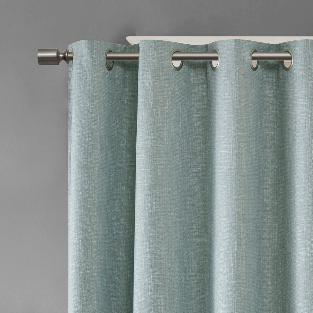 Printed Heathered Blackout Grommet Top Curtain Panel Only 1 Pc Panel Dusty Seafoam Polyester