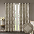 Ogee Knitted Jacquard Total Blackout Curtain Panel Only 1 Pc Panel Taupe Polyester