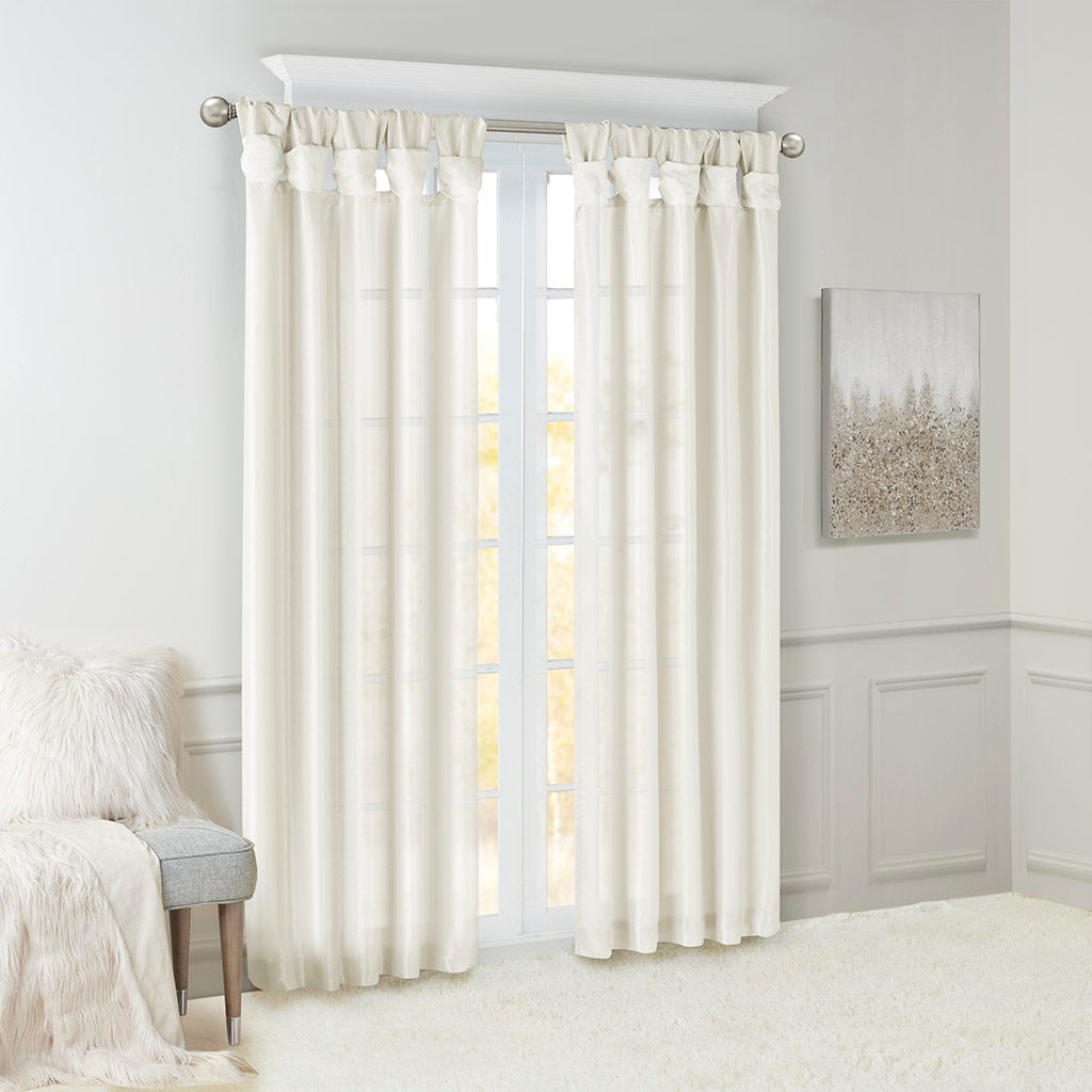 Twist Tab Lined Window Curtain Panel Only 1 Pc Panel White Polyester