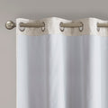 Tonal Printed Faux Silk Total Blackout Curtain Panel Pair 2 Pcs Window Panels Ivory Polyester