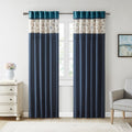 Embroidered Curtain Panel Only 1 Pc Panel Navy Polyester