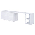 Queen Size Murphy Bed With Rotable Desk, White Box Spring Not Required Queen White Wood Bedroom Pine Bed Frame Solid Wood Mdf