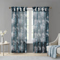 Printed Floral Twist Tab Top Voile Sheer Curtain Only 1 Pc Panel Navy Polyester