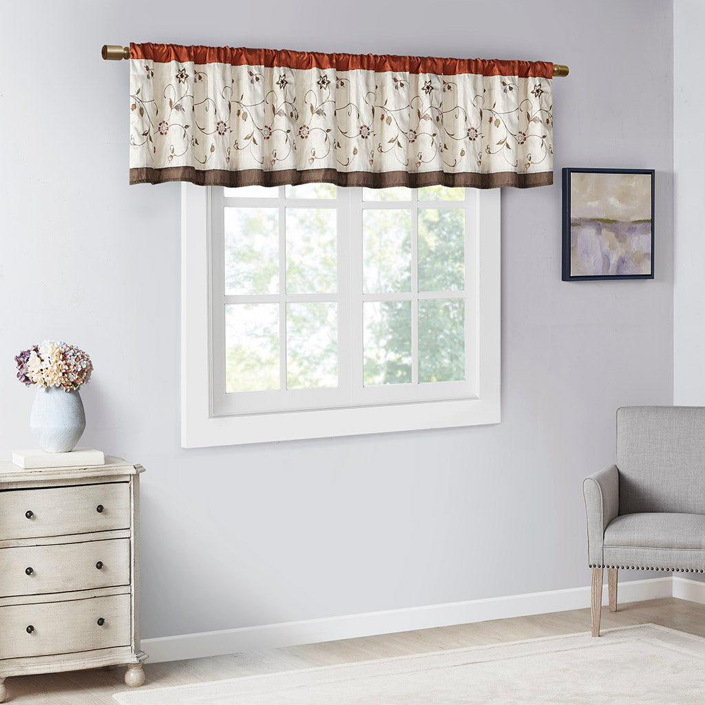 Embroidered Window Valance Spice 50X18" Multicolor Polyester