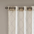 Fretwork Print Grommet Top Window Curtain Panel Only 1 Pc Panel Beige Grey Polyester