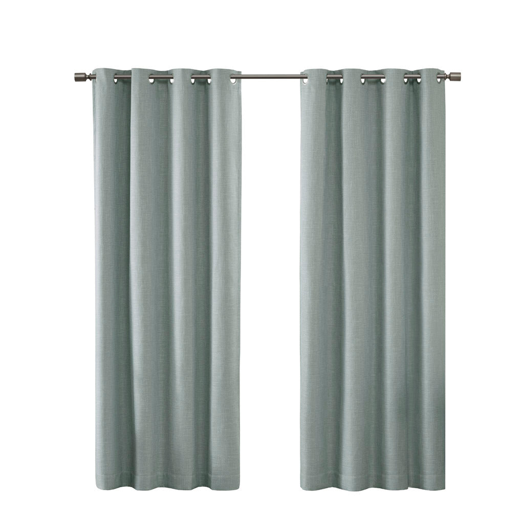 Printed Heathered Blackout Grommet Top Curtain Panel Only 1 Pc Panel Dusty Seafoam Polyester