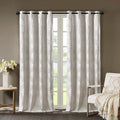 Ogee Knitted Jacquard Total Blackout Curtain Panel Only 1 Pc Panel Ivory Polyester