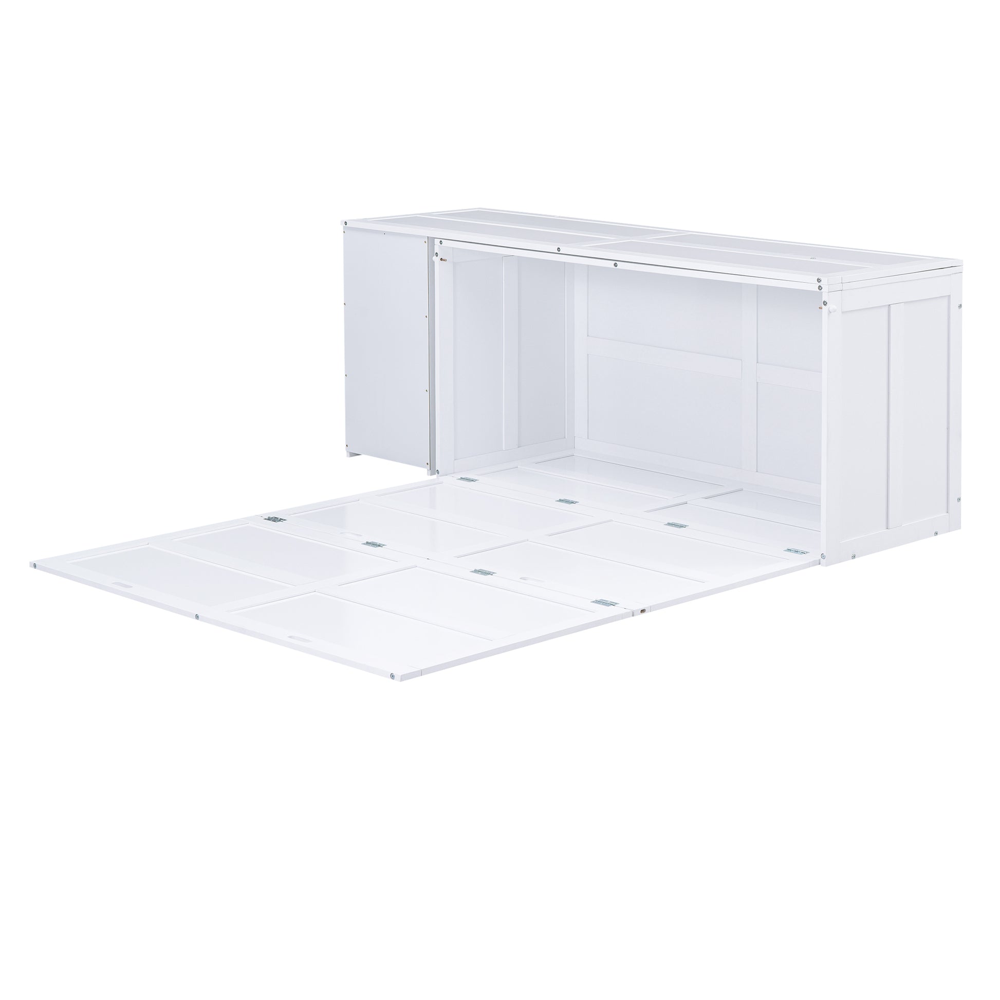 Queen Size Murphy Bed With Rotable Desk, White Box Spring Not Required Queen White Wood Bedroom Pine Bed Frame Solid Wood Mdf