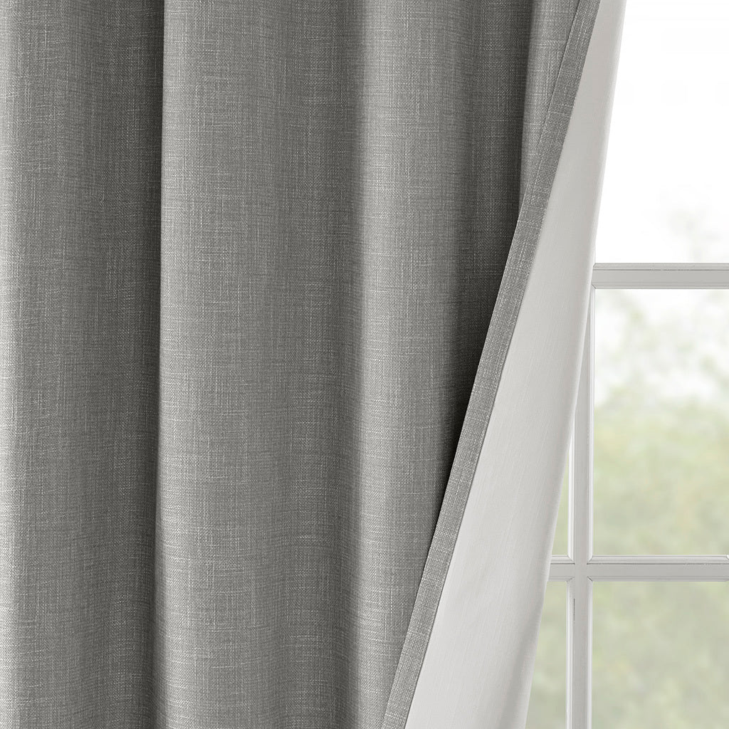 Printed Heathered Blackout Grommet Top Curtain Panel Only 1 Pc Panel Grey Polyester