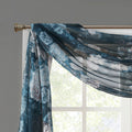 Printed Floral Voile Sheer Scarf Navy Polyester