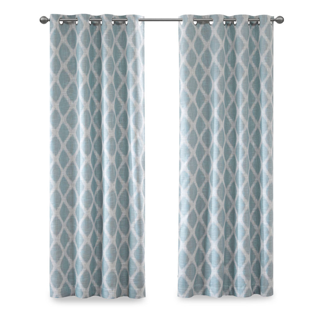 Printed Ikat Blackout Curtain Panel Only 1 Pc Panel Aqua Polyester