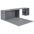 Queen Size Murphy Bed With Rotable Desk, Gray Box Spring Not Required Queen Gray Wood Bedroom Pine Bed Frame Solid Wood Mdf