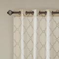 Fretwork Print Grommet Top Window Curtain Panel Only 1 Pc Panel Beige Gold Polyester