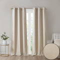 Tonal Printed Faux Silk Total Blackout Curtain Panel Pair 2 Pcs Window Panels Taupe Polyester