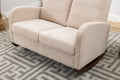 Coolmore Rocking Chair Upholstered Mid Century Modern Rocker Oversized Wingback Armchair For Living Room Beige Linen