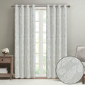 Knitted Jacquard Paisley Total Blackout Grommet Top Curtain Panel Only 1 Pc Panel White Polyester