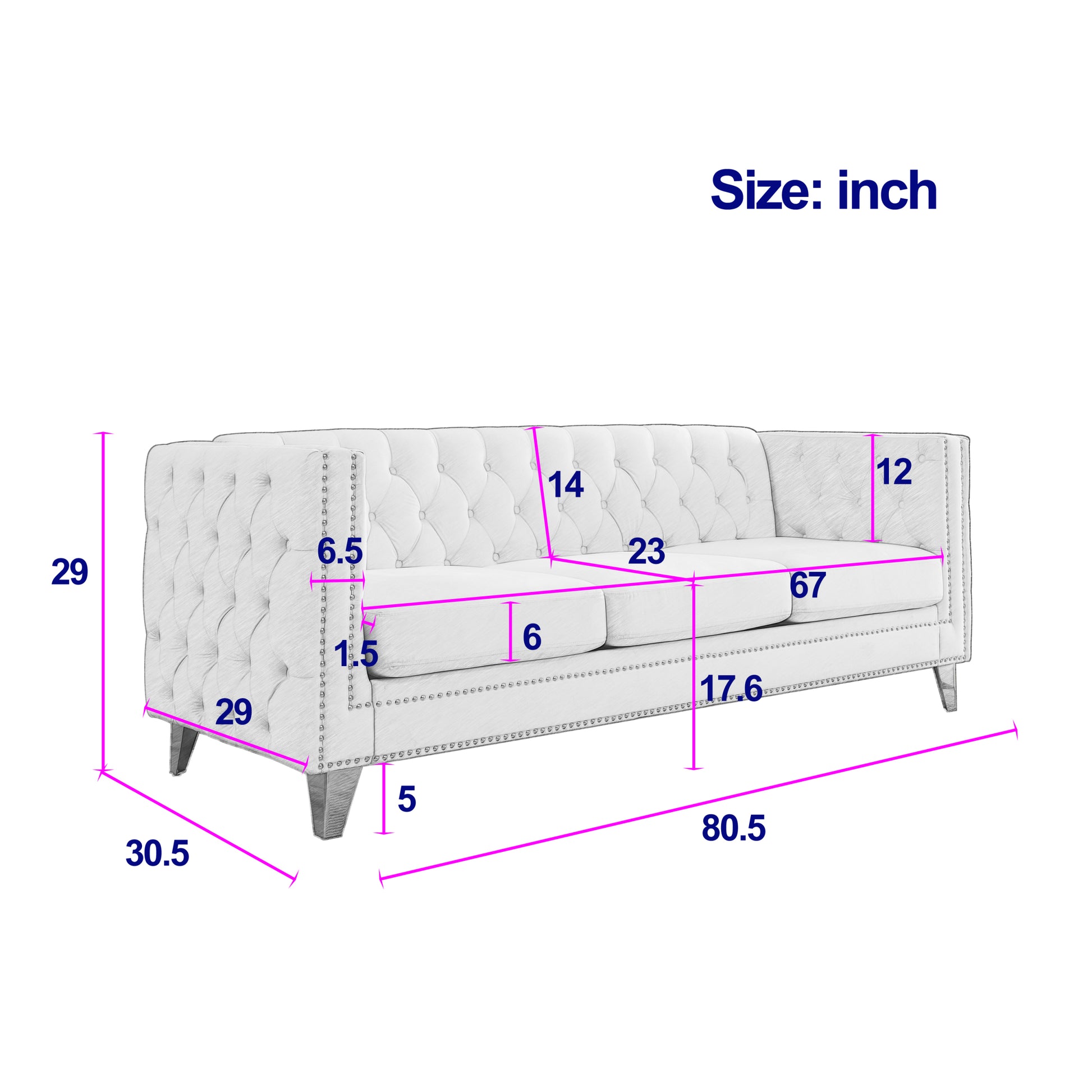 Contact Us For 3D Modeling Velvet Sofa For Living Room,Buttons Tufted Square Arm Couch, Modern Couch Upholstered Button And Metal Legs, Sofa Couch For Bedroom, Black Velvet W834S00022 Black Foam Velvet