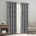 Knitted Jacquard Paisley Total Blackout Grommet Top Curtain Panel Only 1 Pc Panel Grey Polyester