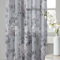 Printed Floral Rod Pocket And Back Tab Voile Sheer Curtain Only 1 Pc Panel Grey Polyester