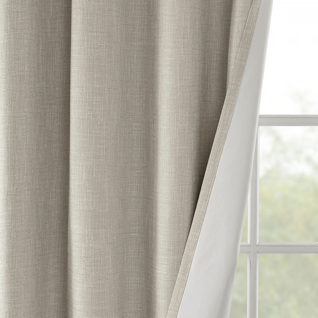 Printed Heathered Blackout Window Patio Panel Taupe Polyester