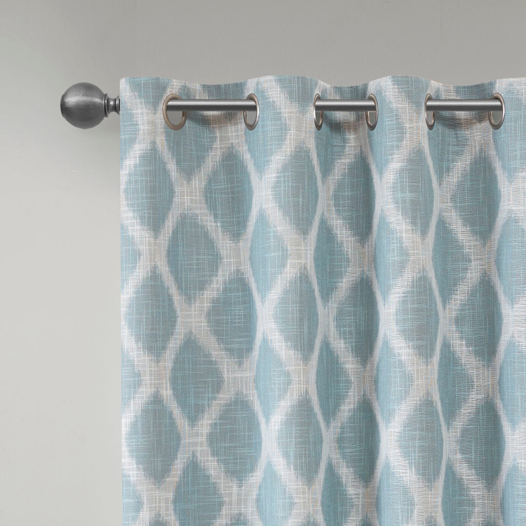 Printed Ikat Blackout Curtain Panel Only 1 Pc Panel Aqua Polyester