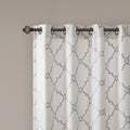 Fretwork Print Grommet Top Window Curtain Panel Only 1 Pc Panel Ivory Grey Polyester