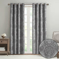 Knitted Jacquard Paisley Total Blackout Grommet Top Curtain Panel Only 1 Pc Panel Grey Polyester