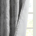 Knitted Jacquard Paisley Total Blackout Grommet Top Curtain Panel Only 1 Pc Panel Grey Polyester