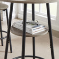 Round Bar Stool Set With Shelf, Upholstered Stool With Backrest Grey, 23.62'' W X 23.62'' D X 35.43'' H. Grey Particle Board