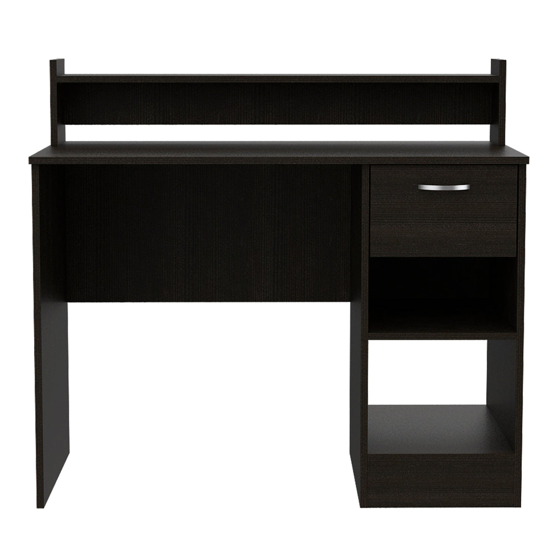 Portland 2 Shelf 1 Drawer Writing Desk Black Black Engineered Wood