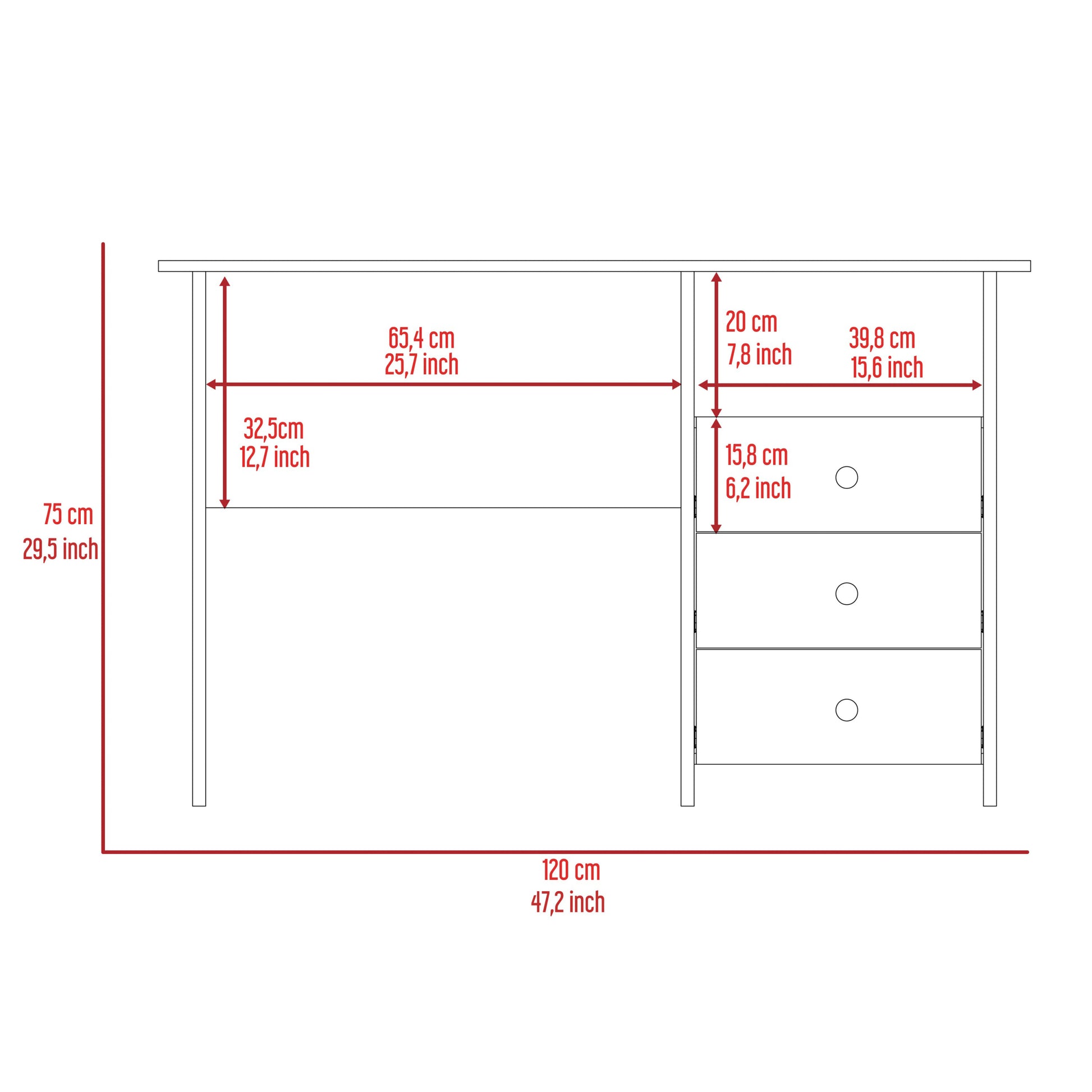 Edgewater 3 Drawer Writing Desk With Open Compartment Light Gray Gray Engineered Wood