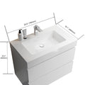 Bb02 30 101, Integrated Solid Surface Basin Without Drain And Faucet, Glossy White Color White Resin