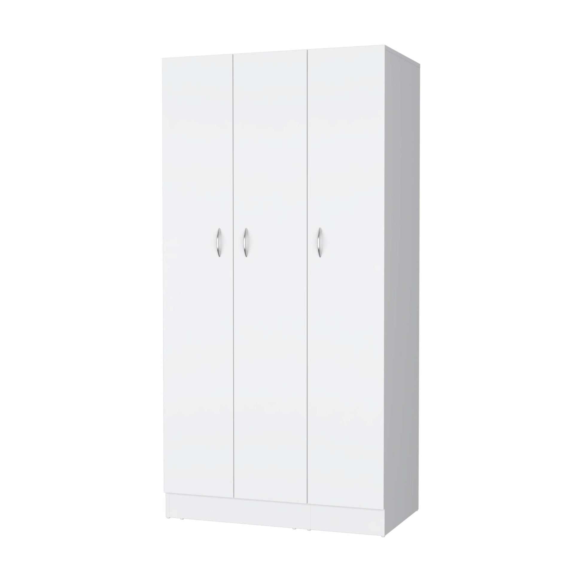 Augusta 3 Door Wardrobe With Hanging Rod White White Engineered Wood