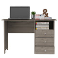 Edgewater 3 Drawer Writing Desk With Open Compartment Light Gray Gray Engineered Wood