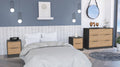 Centura 3 Piece Bedroom Set, Two Nightstands And Dresser, Black And Pine Brown Bedroom Engineered Wood