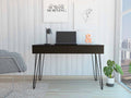 Black 2 Drawer Writing Desk With Hairpin Legs Black Engineered Wood