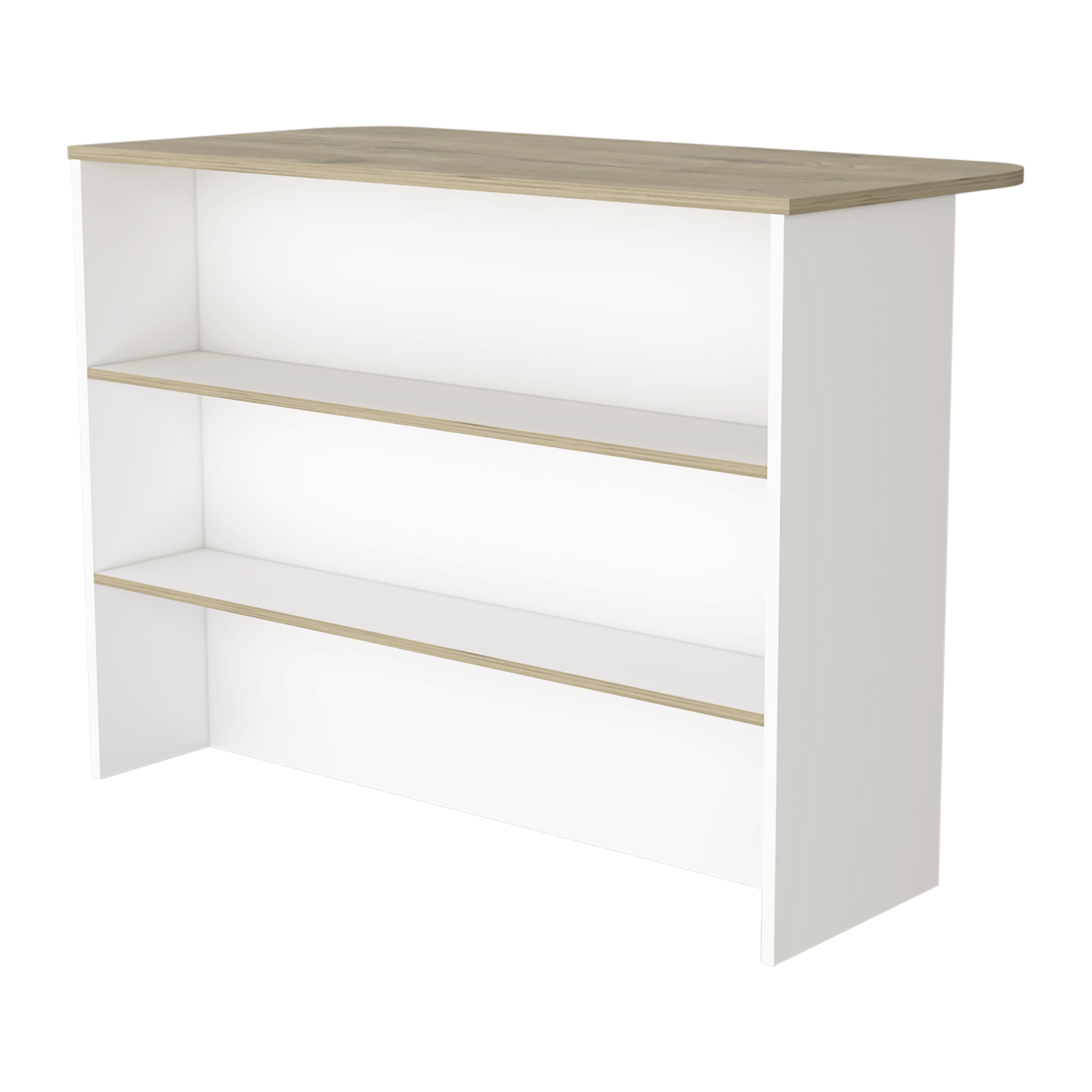 White And Light Pine 3 Tier Shelf Kitchen Island White Engineered Wood