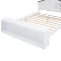 Full Size House Platform Bed With Led Lights And Storage, White Box Spring Not Required Full White Wood Bedroom Bed Frame Wood