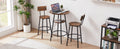 Round Bar Stool Set With Shelves, Stool With Backrest Rustic Brown, 23.6'' Dia X 35.4'' H Rustic Brown Particle Board