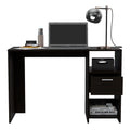 Black 2 Shelf 1 Drawer Writing Desk Black Engineered Wood