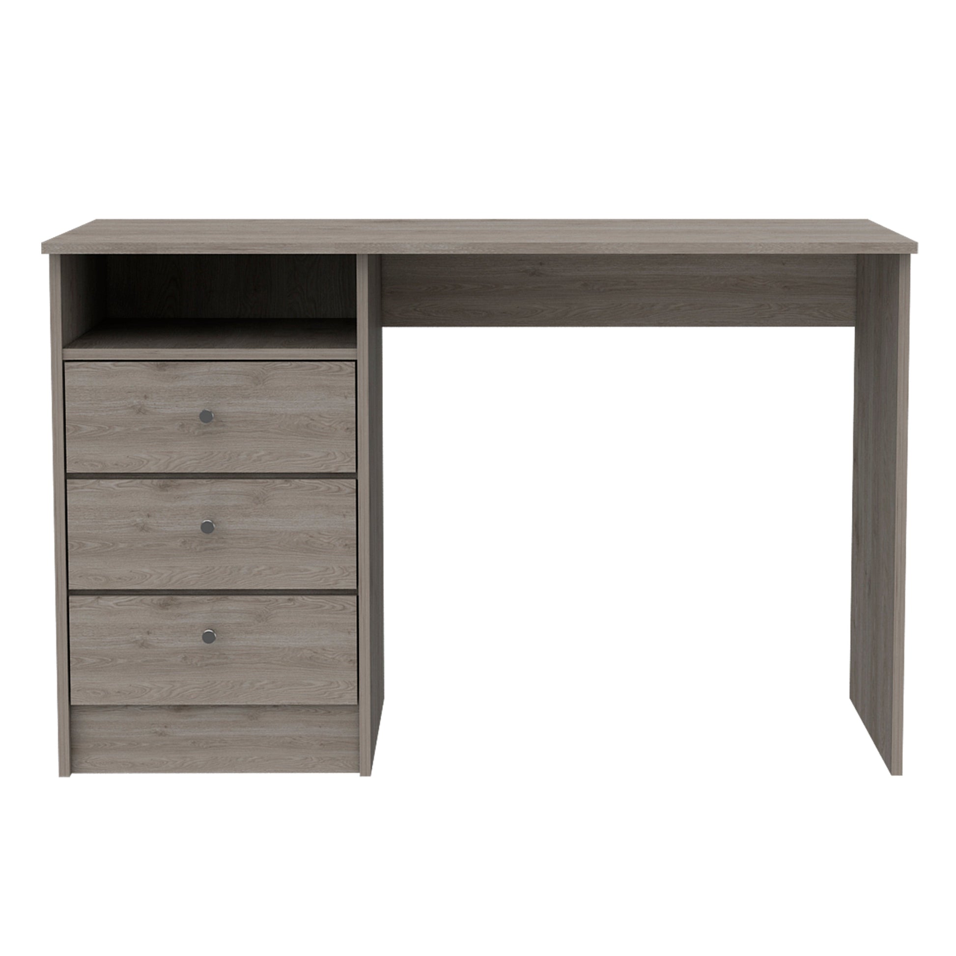 Providence 3 Drawer Writing Desk With Open Compartment Light Gray Gray Engineered Wood