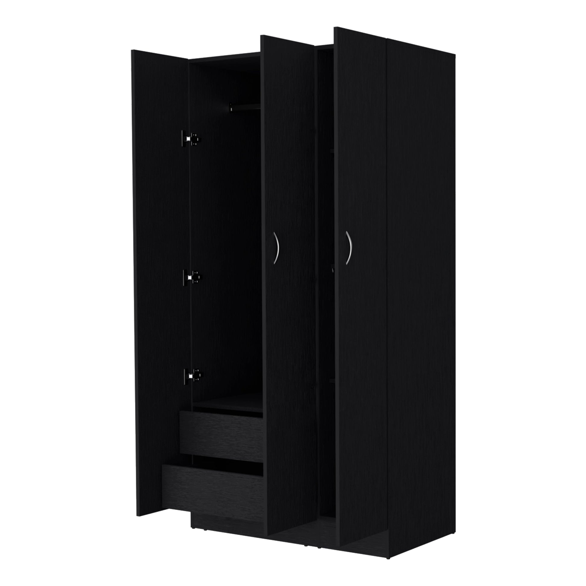 Augusta 3 Door Wardrobe With Hanging Rod Black Black Engineered Wood