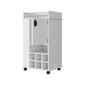 Allandale 1 Door Bar Cart With Wine Rack And Casters White White Engineered Wood