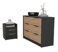 Orleans 2 Piece Bedroom Set, Nightstand And Dresser, Black And Light Oak Black Bedroom Engineered Wood