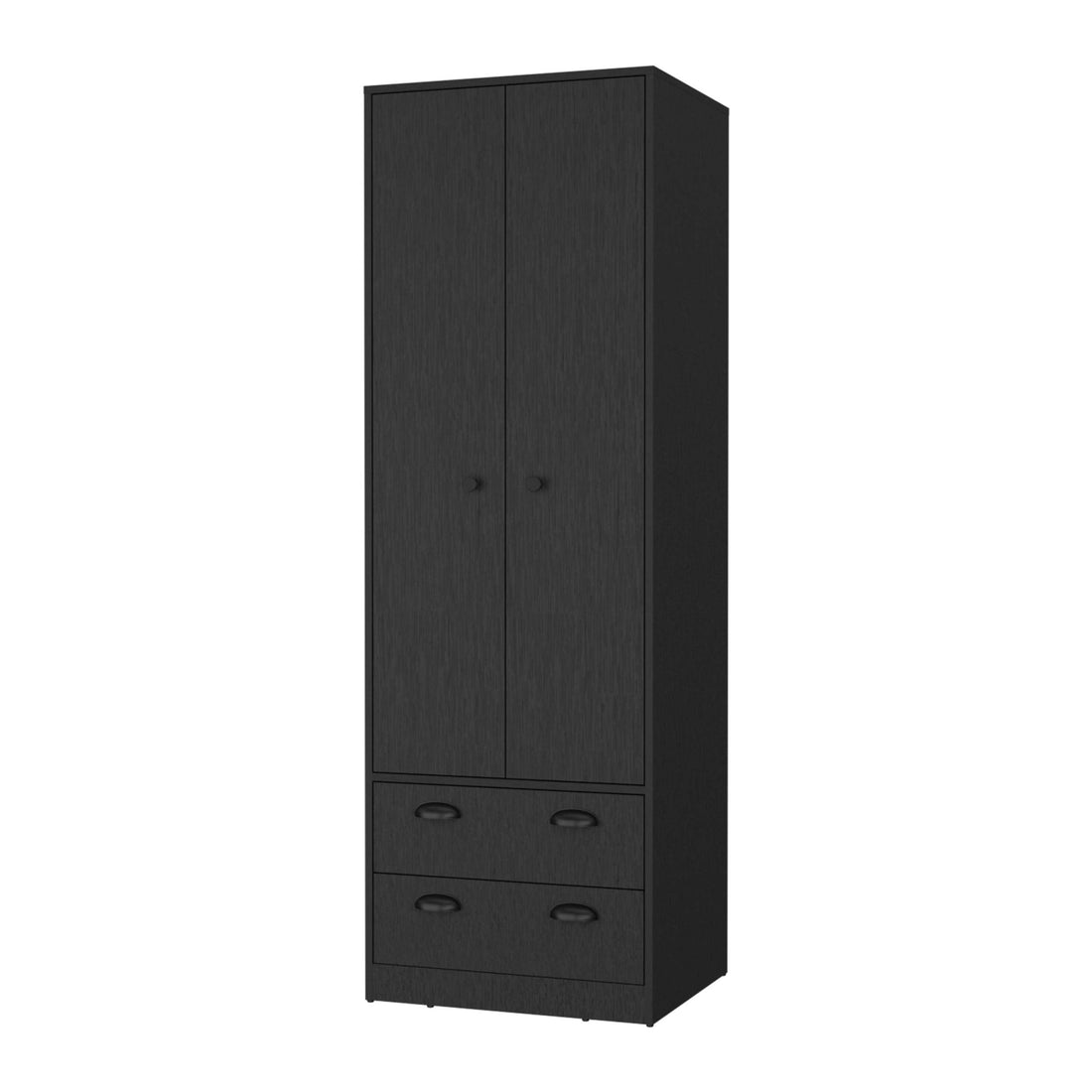 Westminster 2 Door 2 Drawer Armoire With Hanging Rod Black Black Engineered Wood