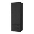 Westminster 2 Door 2 Drawer Armoire With Hanging Rod Black Black Engineered Wood