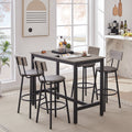 Bar Table Set With 4 Bar Stools Pu Soft Seat With Backrest, Grey, 47.24'' L X 23.62'' W X 35.43'' H Grey Particle Board