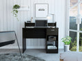 Portland 2 Shelf 1 Drawer Writing Desk Black Black Engineered Wood