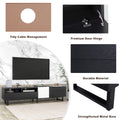 Modern Tv Stand For 80'' Tv With Double Storage Space, Media Console Table, Entertainment Center With Drop Down Door For Living Room, Bedroom, Home Theatre Black 70 79 Inches Mdf